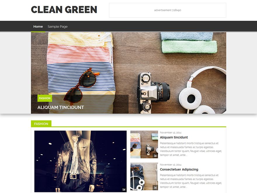 wp-clean-green free wordpress theme