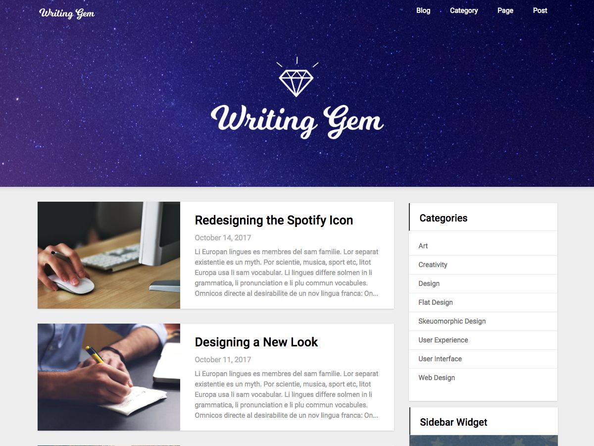 writing-gem free wordpress theme