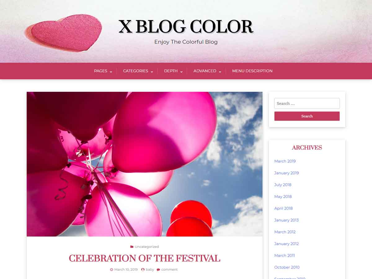 x-blog-color free wordpress theme