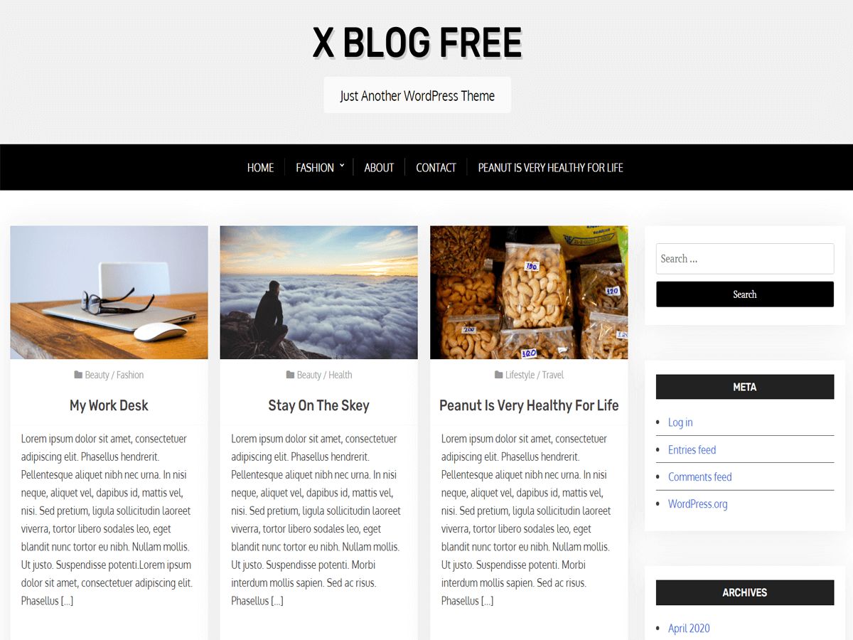 x-blog-free free wordpress theme