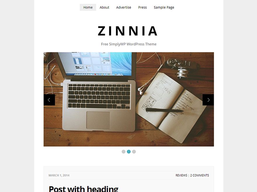 zinnia free wordpress theme